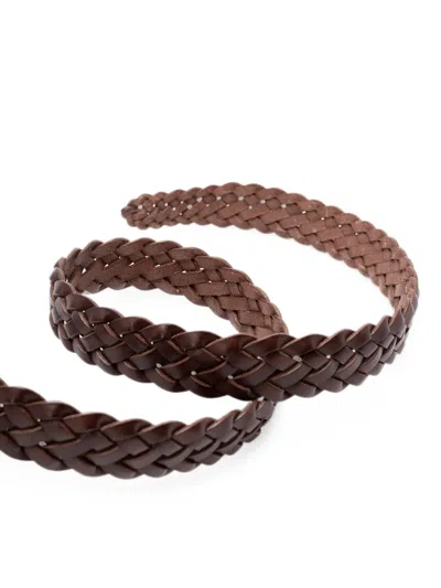 Anderson's Leather Woven Belt In Brown