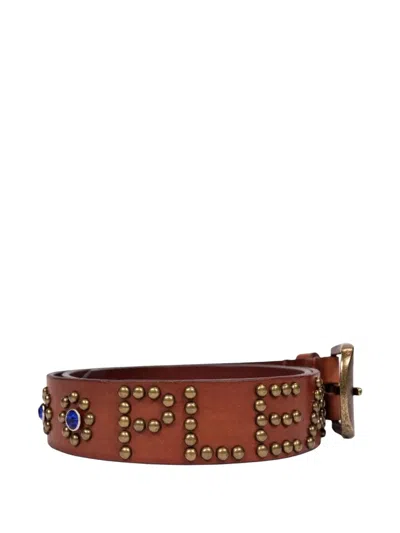 Pleasures 스터드 레더 벨트 In Brown
