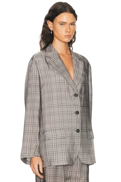 Acne Studios Junida Check Fluid Suit Jacket In Dark Grey