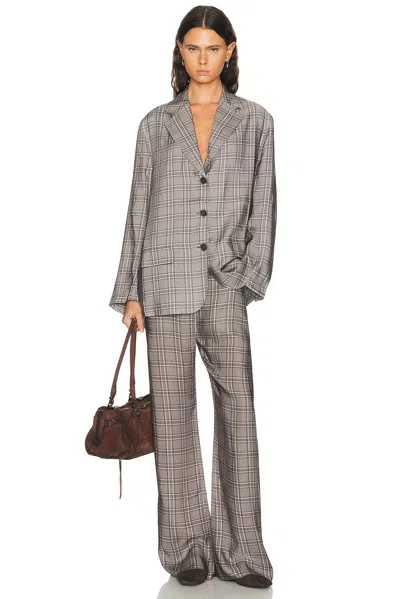 Acne Studios Junida Check Fluid Suit Jacket In Dark Grey