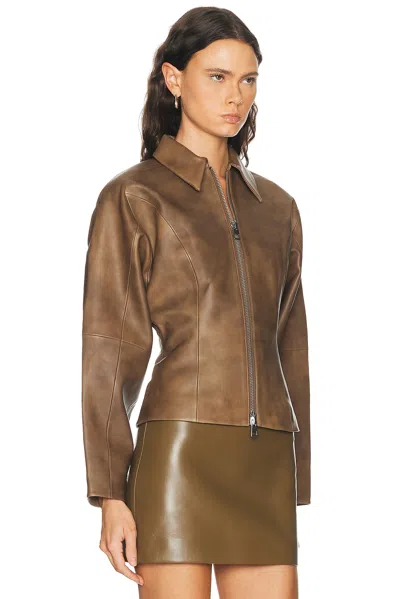 The Sei Fitted Leather Jacket In Brown