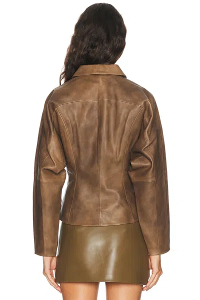The Sei Fitted Leather Jacket In Brown