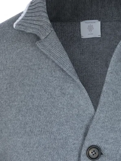 Eleventy Button-up Wool Cardigan In Transparent