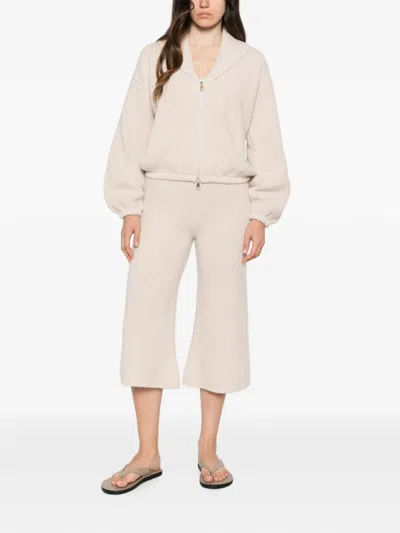 Ely Ely Ribbed-knit Cropped Trousers In Multi