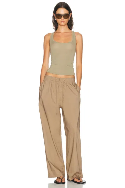 Skims Woven Cotton Oversized Drawstring Pant In Brown