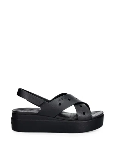 Crocs Brooklyn 4u Cross Strap Platform Sandals In Black