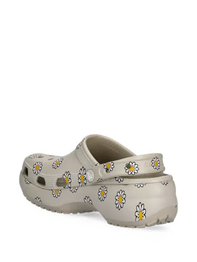 Crocs Classic Floral Platform Clogs In Gray