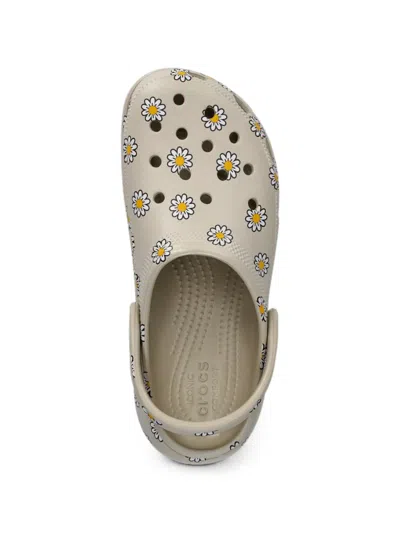Crocs Classic Floral Platform Clogs In Gray