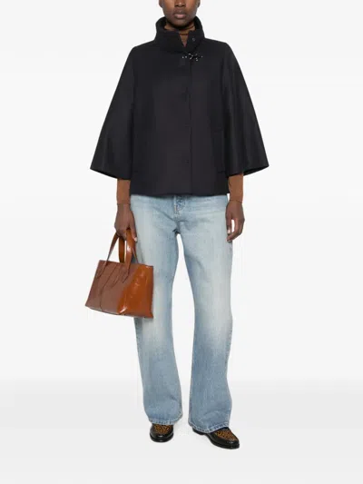 Fay Structured Short Coat With High Collar In Black
