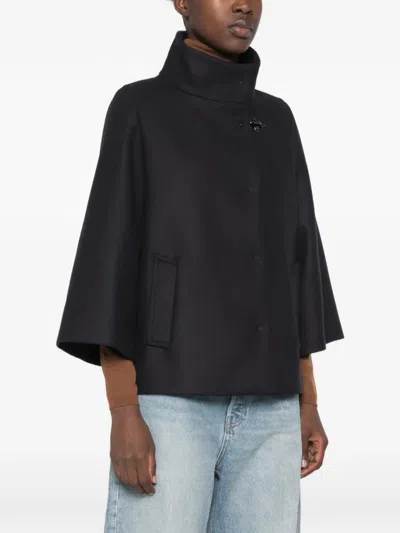 Fay Structured Short Coat With High Collar In Black