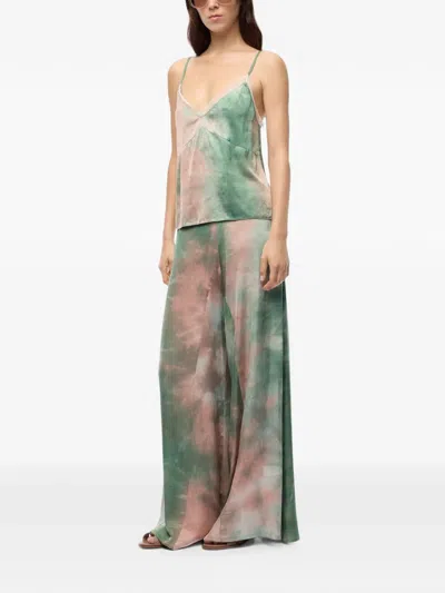 Pinko Gradient Satin Top In Green