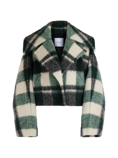 Patou Check-pattern Belted Jacket In Green