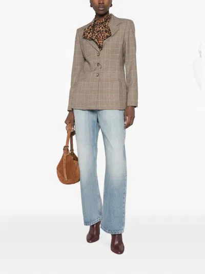 Etro Check-pattern Blazer In Brown