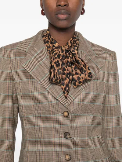Etro Check-pattern Blazer In Brown