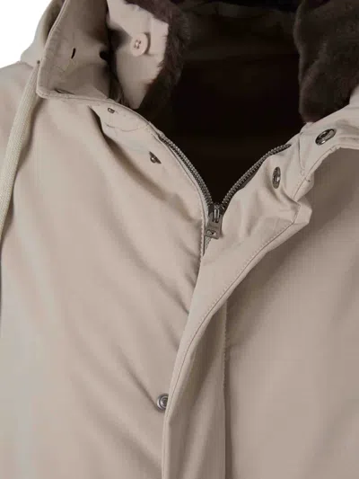 Herno Drawstring Padded Coat In Neutral