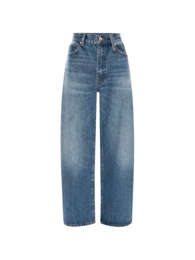 Frame Whiskered Faded-effect Jeans In Blue