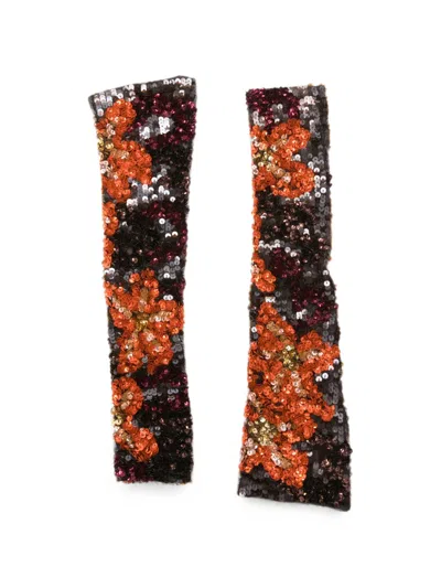 P.a.r.o.s.h Sequin-embellished Floral-pattern Gloves In Multi