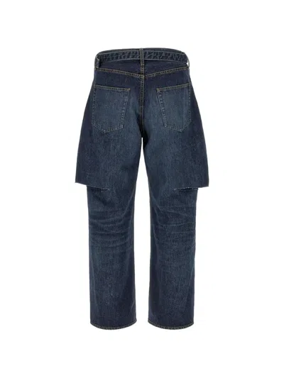 Sacai Belted Straight-leg Jeans In Blue