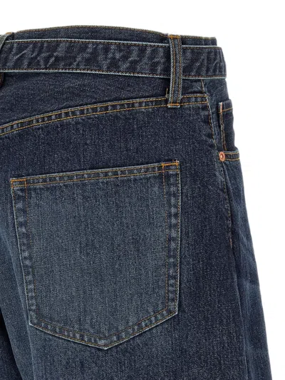 Sacai Belted Straight-leg Jeans In Blue