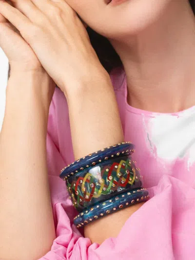 Mark Davis Lattice Multi Gems Bangle In Brown