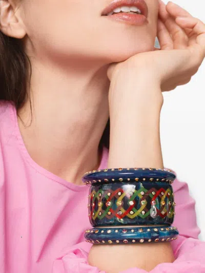 Mark Davis Lattice Multi Gems Bangle In Brown