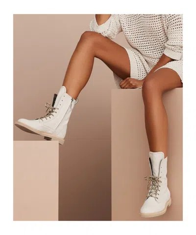 Brunello Cucinelli Bead-embellished Canvas Combat Boots In White