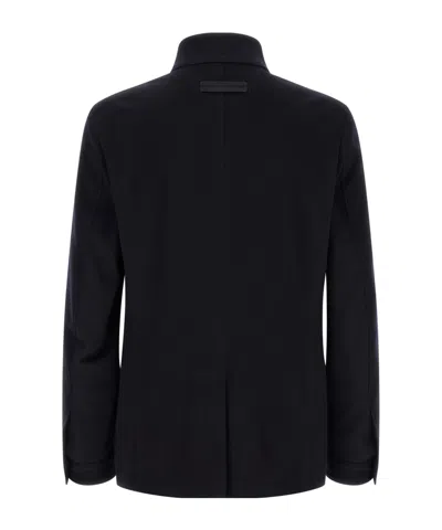 Zegna Il Conte Tailored Jacket Stand Collar In Black