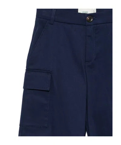 Fendi Logo-patch Elasticated-ankle Cargo Pants In Blue