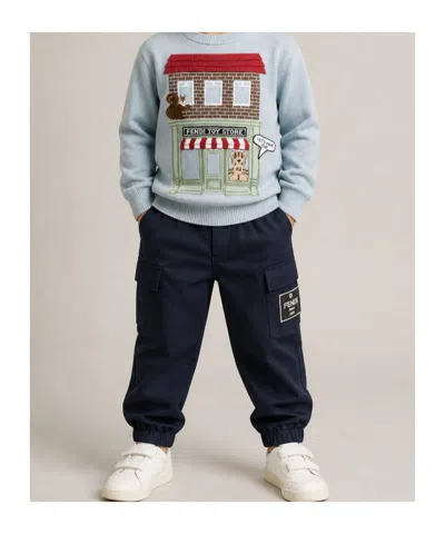 Fendi Logo-patch Elasticated-ankle Cargo Pants In Blue