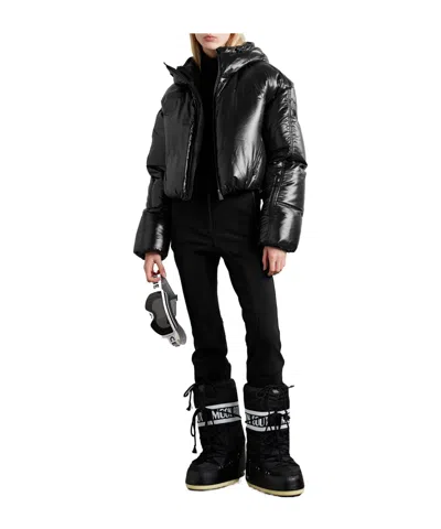Aztech Mountain Daisy Nuke Cropped Quilted Glossed-shell Down Jacket In Black