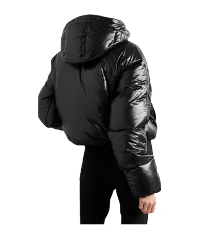 Aztech Mountain Daisy Nuke Cropped Quilted Glossed-shell Down Jacket In Black