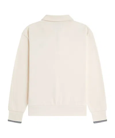 Fred Perry Half Zip Collared Sweatshirt In Neutral