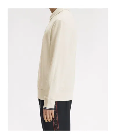 Fred Perry Half Zip Collared Sweatshirt In Neutral