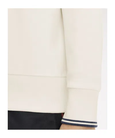 Fred Perry Half Zip Collared Sweatshirt In Neutral