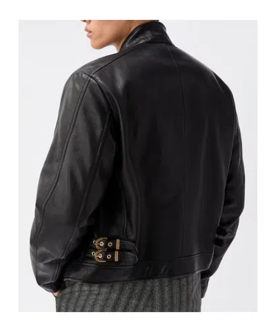 Versace Nappa Biker Jacket In Black