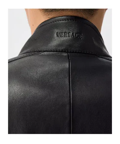 Versace Nappa Biker Jacket In Black