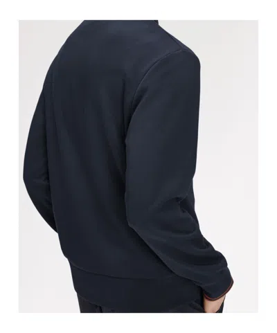 Fred Perry Half Zip Collared Sweatshirt In Blue