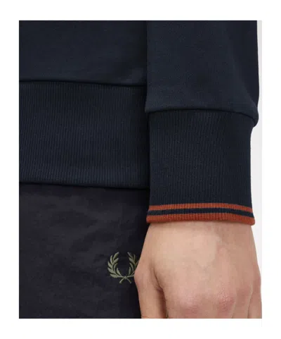 Fred Perry Half Zip Collared Sweatshirt In Blue