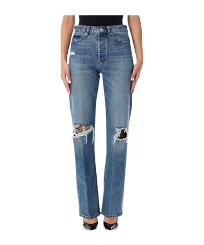 Frame The Vertical High Waist Relaxed Straight Leg Jeans In Blue