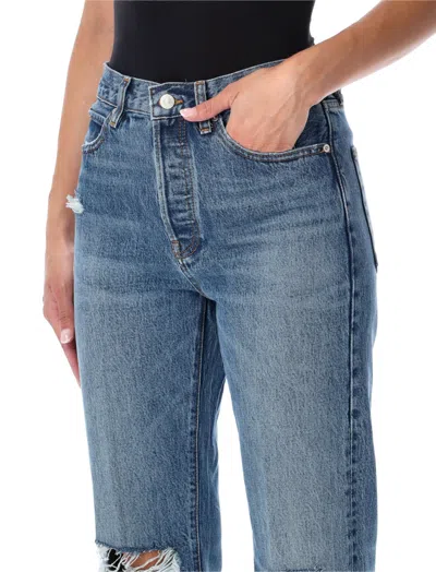 Frame The Vertical High Waist Relaxed Straight Leg Jeans In Blue