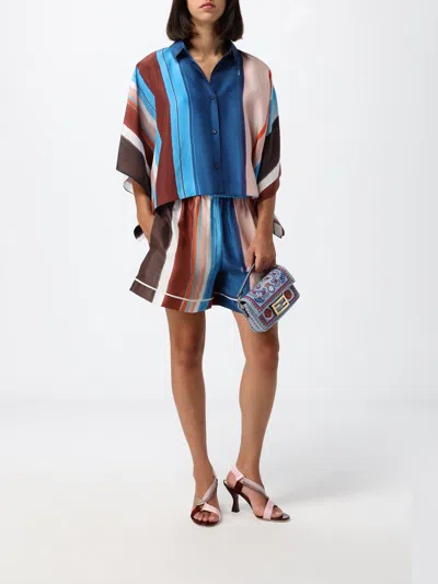 Fendi Venetian Stripes Relaxed Fit Lightweight Shorts In Blue