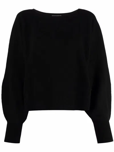 Alberta Ferretti Long-sleeved Knitted Pullover In Black