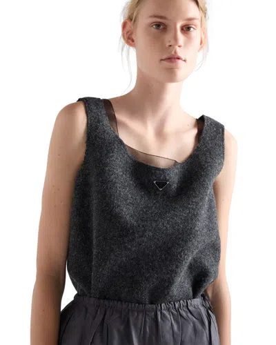 Prada Shetland Wool Top In Gray