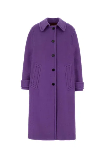 Gucci Solid Color Wool Overcoat In Purple