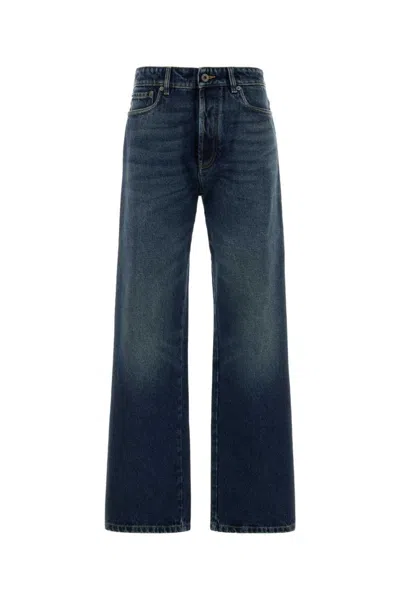 Miu Miu High Waist Wide Leg Denim Trousers In Blue