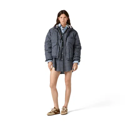 Miu Miu Check-pattern Reversible Jacket In Blue