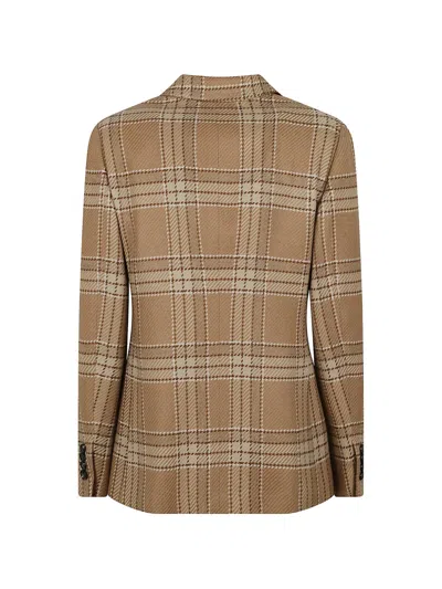 Kiton Checked Single-breasted Jacket In Brown