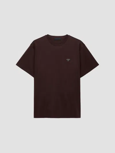 Prada Cotton T-shirt In Brown