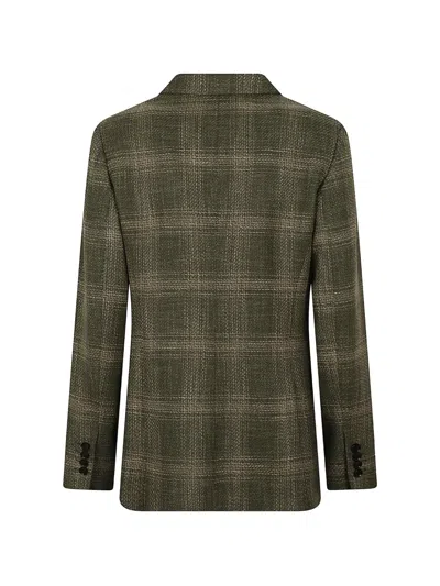 Kiton Check Double-breasted Blazer In Green