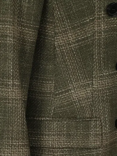 Kiton Check Double-breasted Blazer In Green